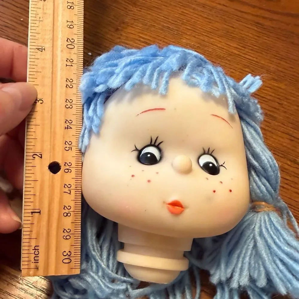 Vintage Mitzy Yarn Hair Freckled Doll Heads and Hands Set of Two New Old Stock